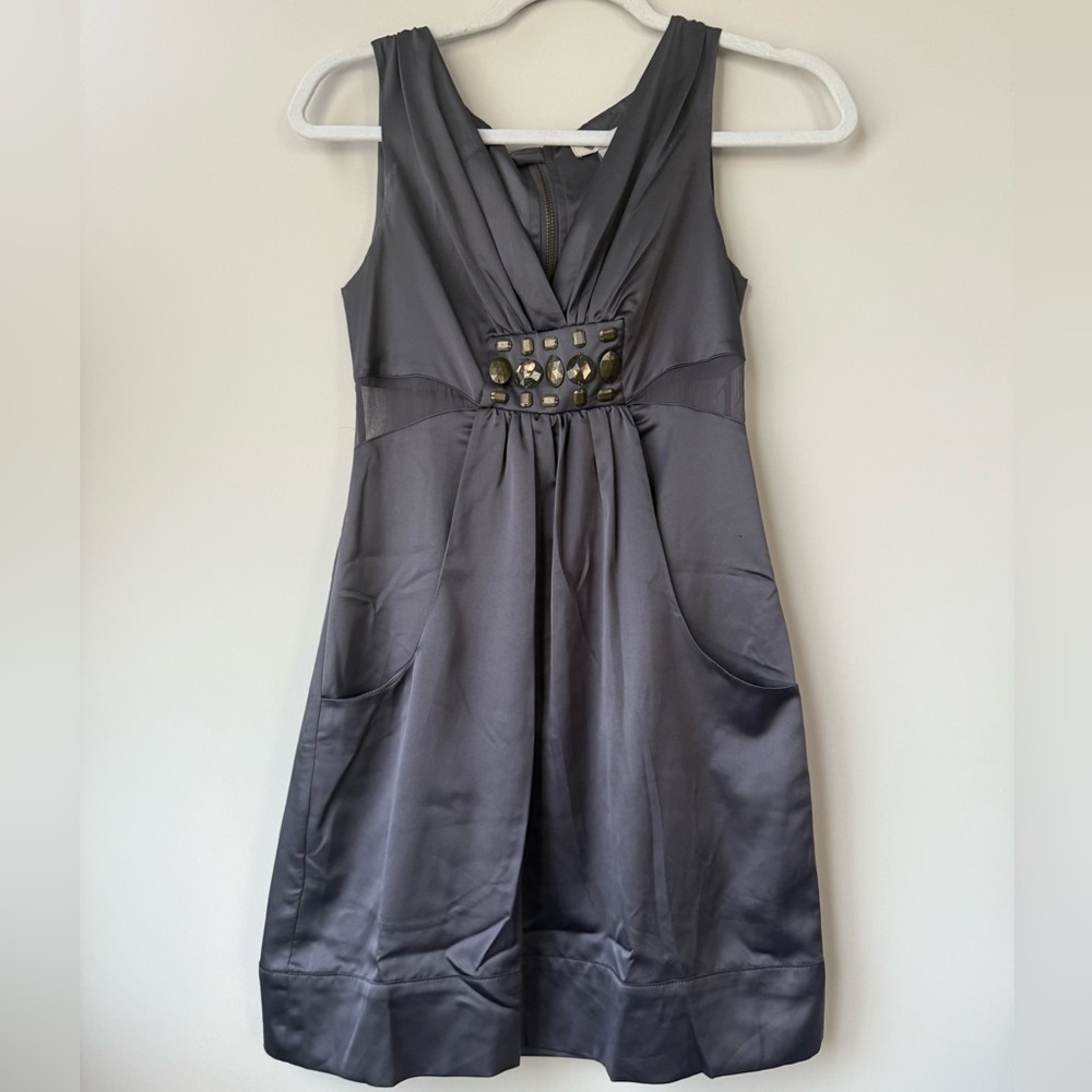 BCBG Gray Embellished Cocktail Dress - Size 2